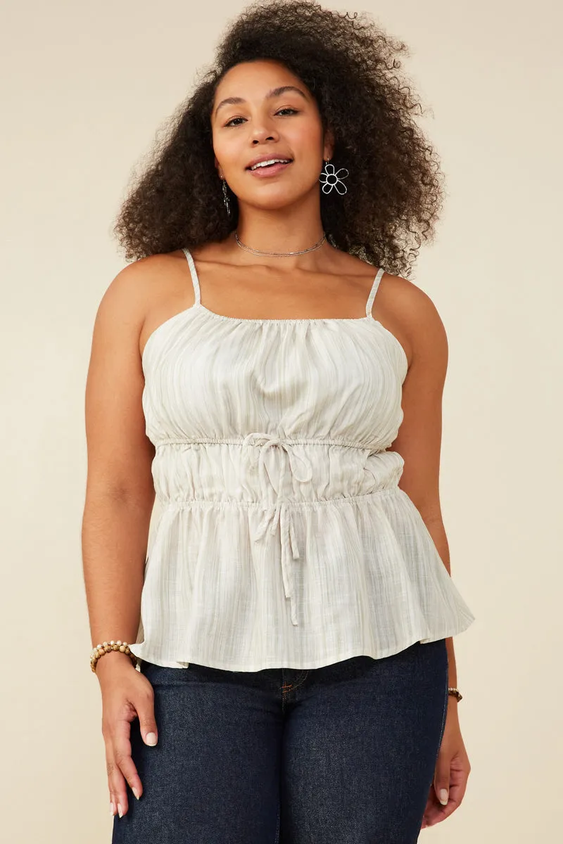 Tie Detail Peplum Strappy Cami Comfortable Collar