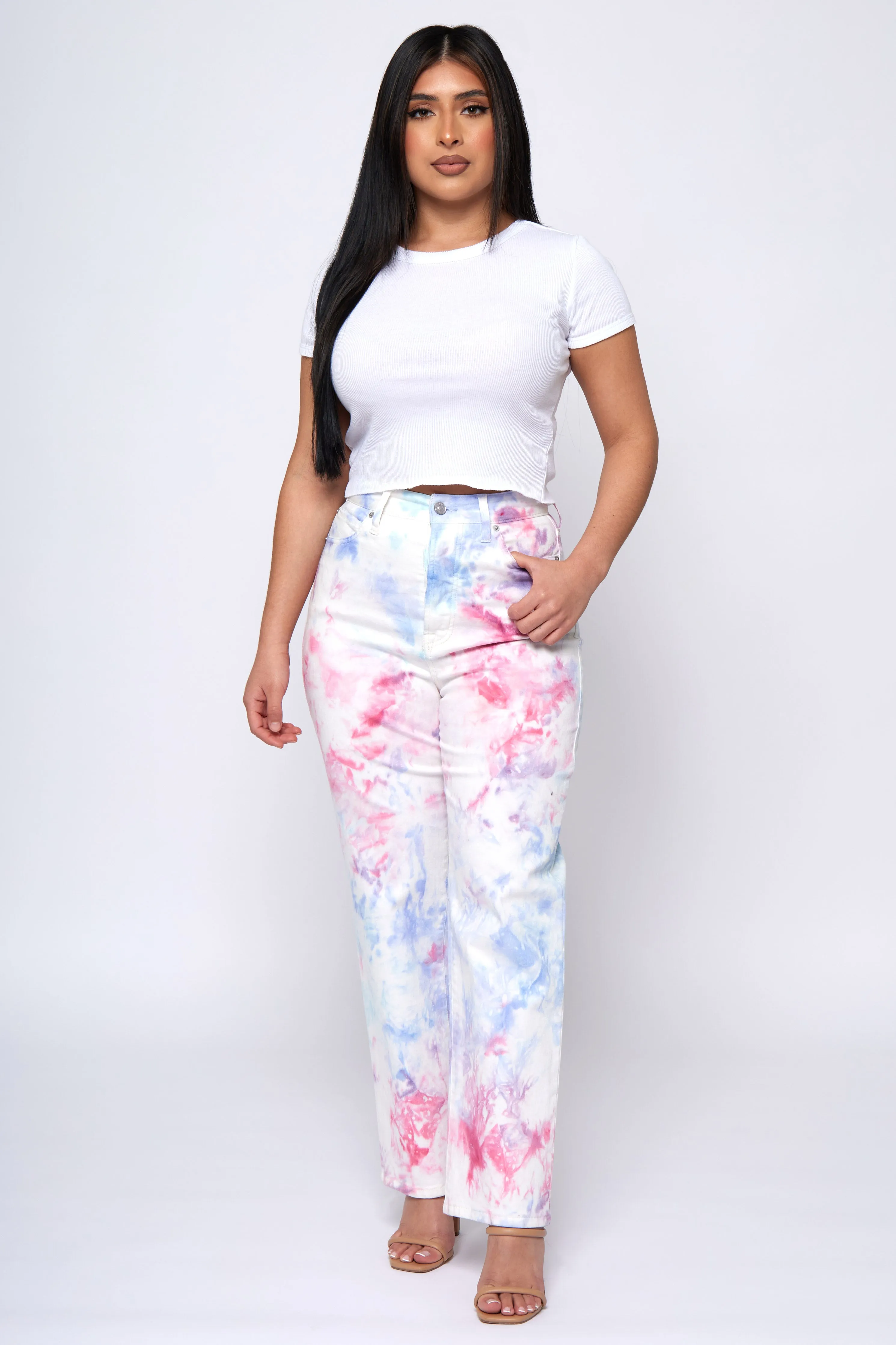 Tie Dye Pinch Straight Fit Pants Rubberized grip