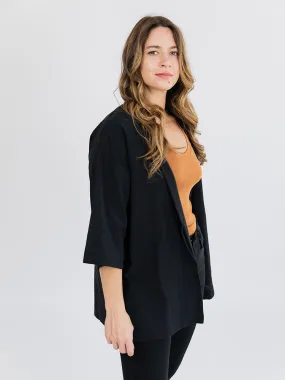 Stretch Fit Moisture Control Lining Tie Front Jacket - Black