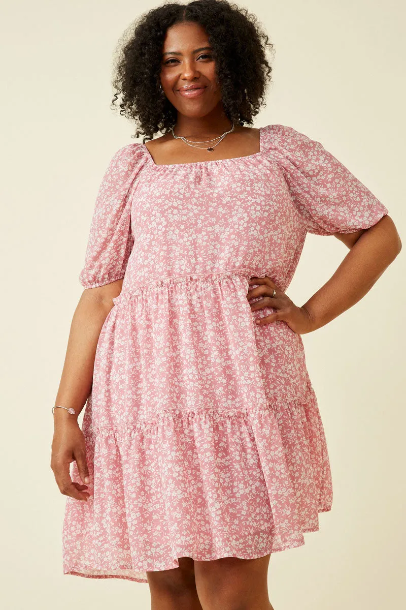 Vibrant Look Ditsy Floral Ruffled Tier Dress