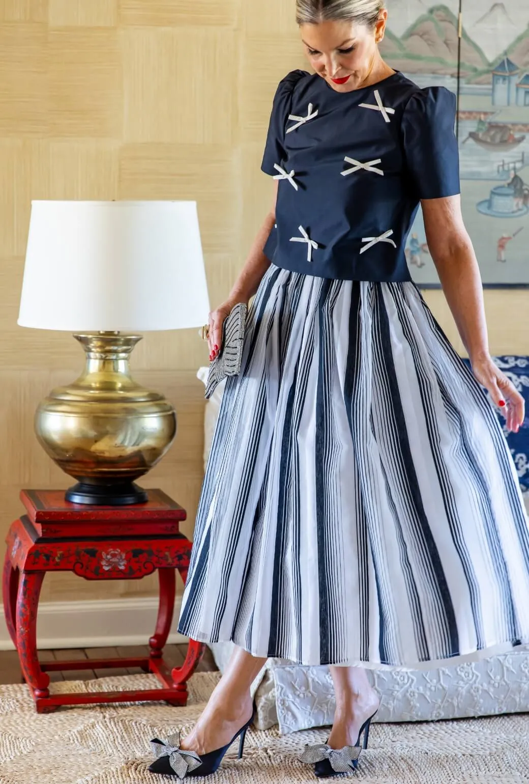 Smooth zipper closure SAMPLE - The Marilyn Skirt - Black & White Stripe