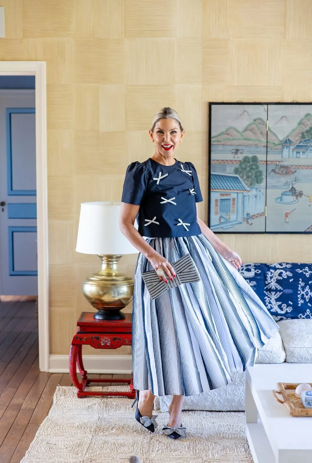 SAMPLE - The Marilyn Skirt - Black & White Stripe Reinforced Pockets GussetedCrotch