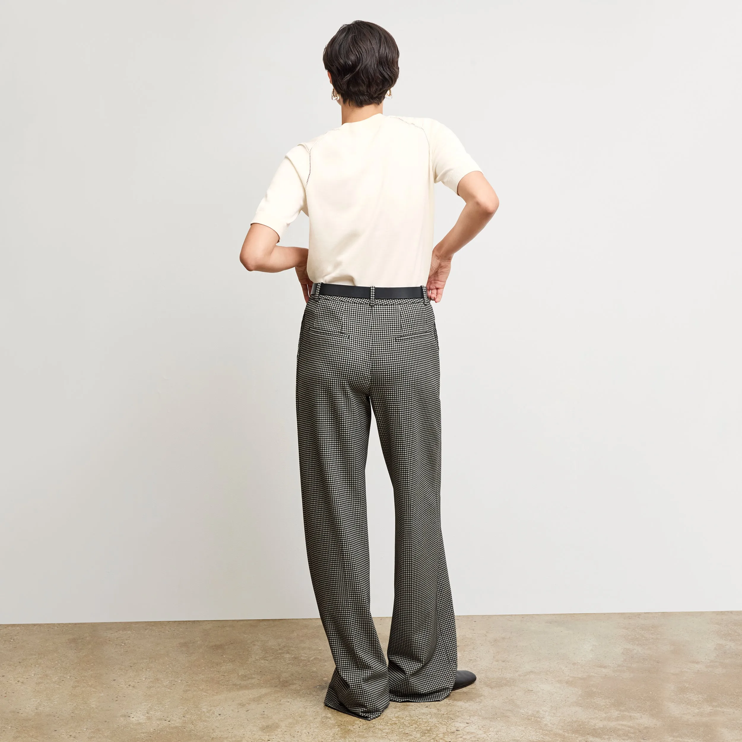 PuckerFree Surface Tinsley Wide-Leg Trouser - Knit Suiting :: Classic Check Stylish Appearance