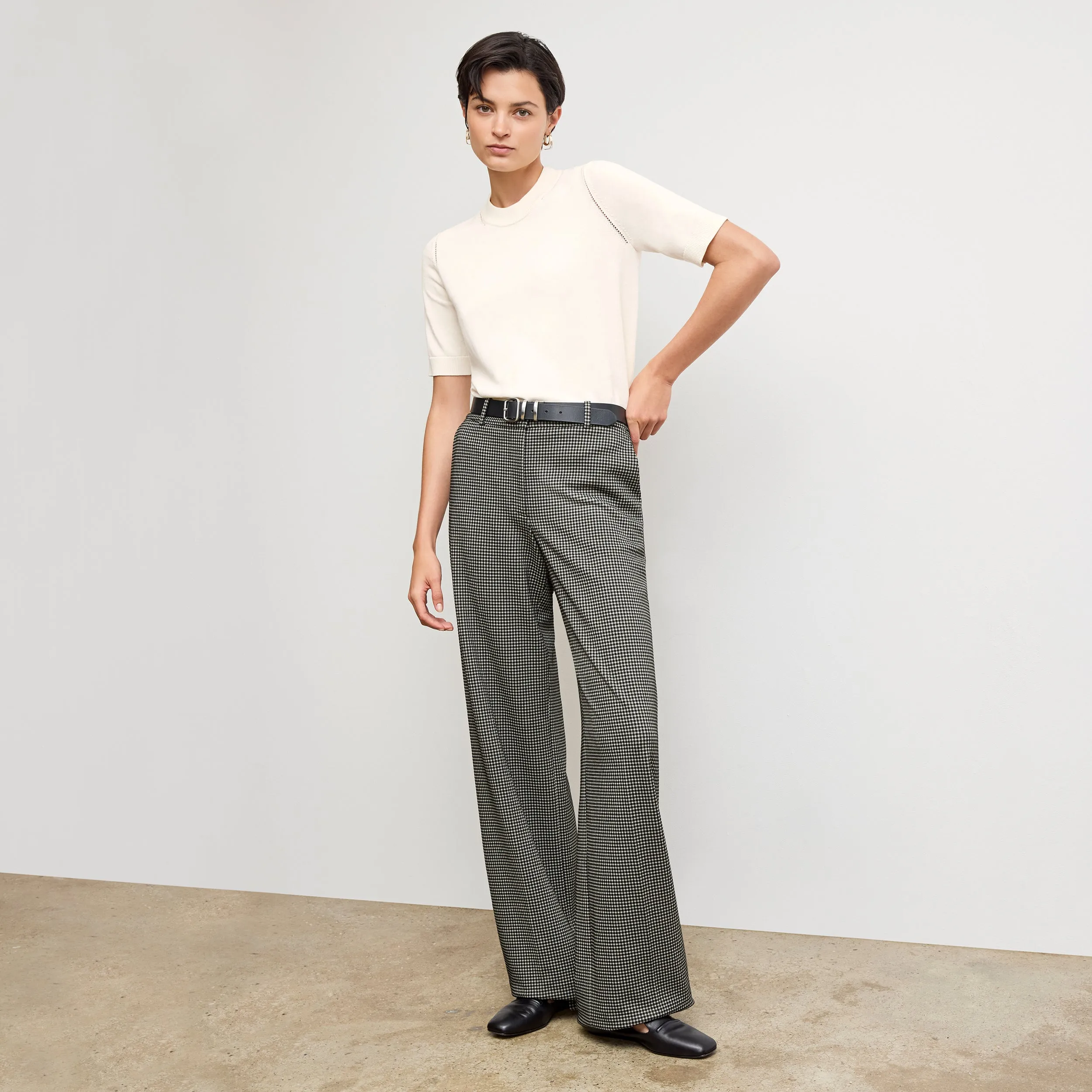 Tinsley Wide-Leg Trouser - Knit Suiting :: Classic Check Stylish Appearance Everyday Jacket ZonalVentilation