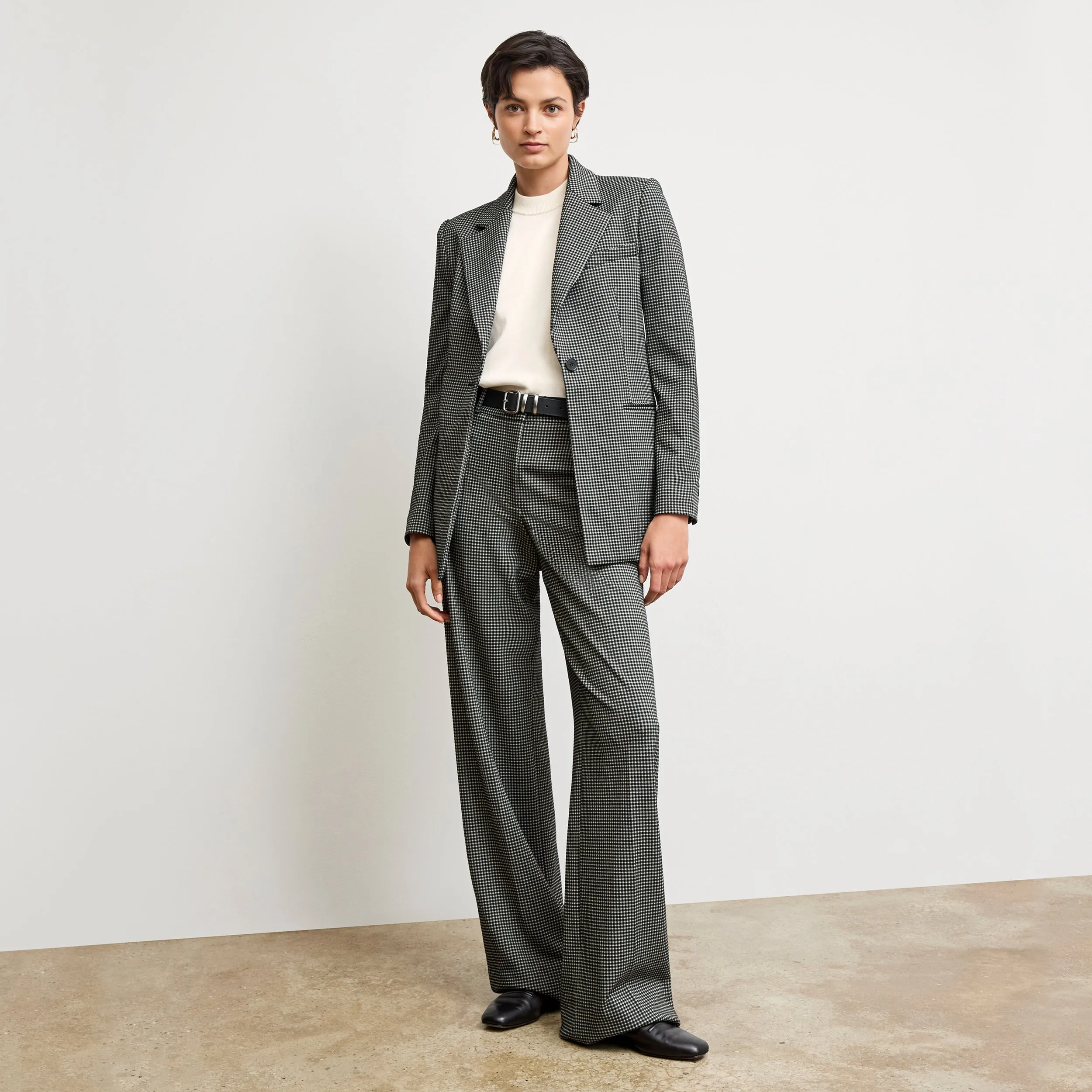 Tinsley Wide-Leg Trouser - Knit Suiting :: Classic Check Stylish Appearance HypoallergenicConstruction