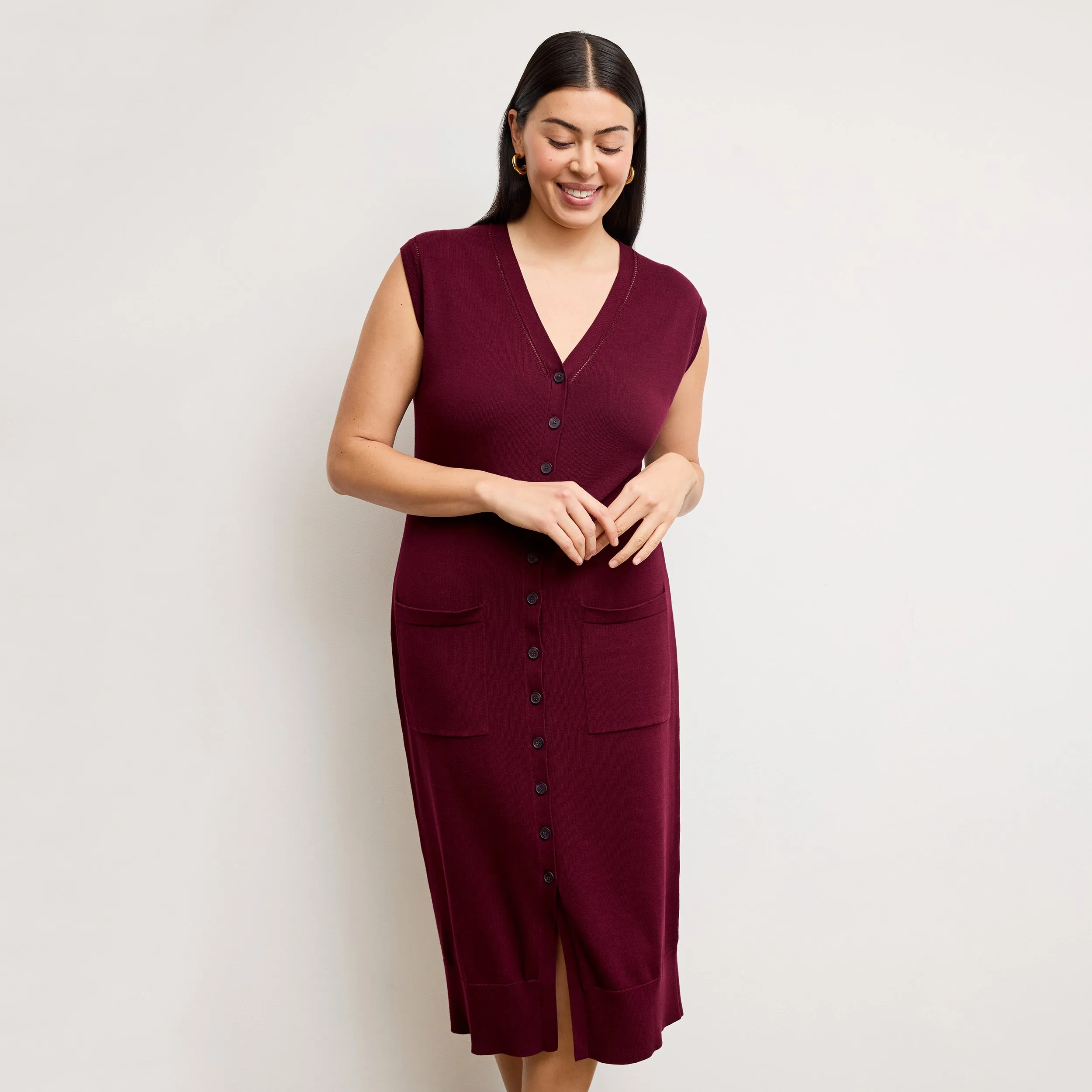 Toula Pointelle Dress - Cotton Silk Knit :: Syrah NonChafing Fabric