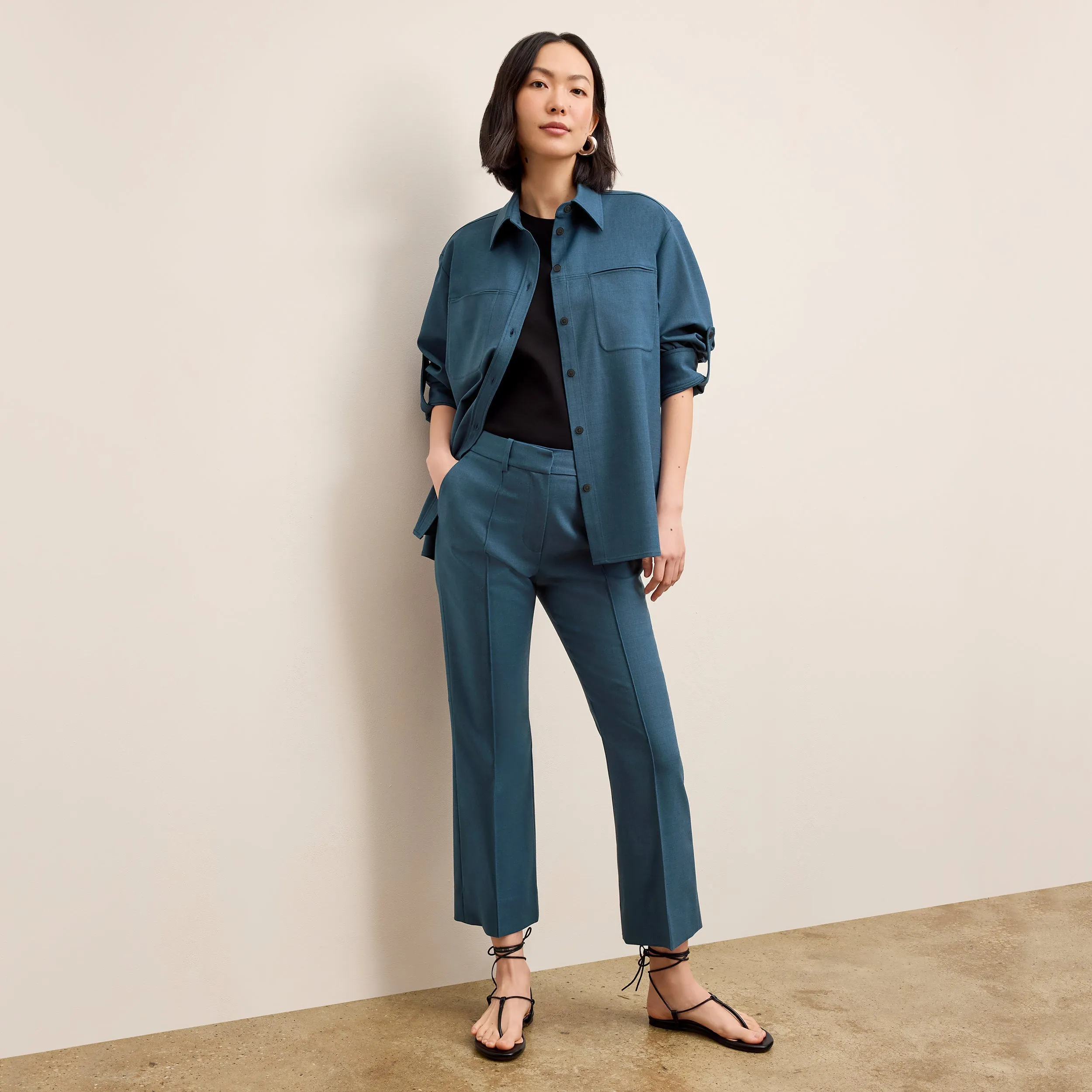 Cold Outfit Russell Button Down - Washable Wool Twill :: Bluebell