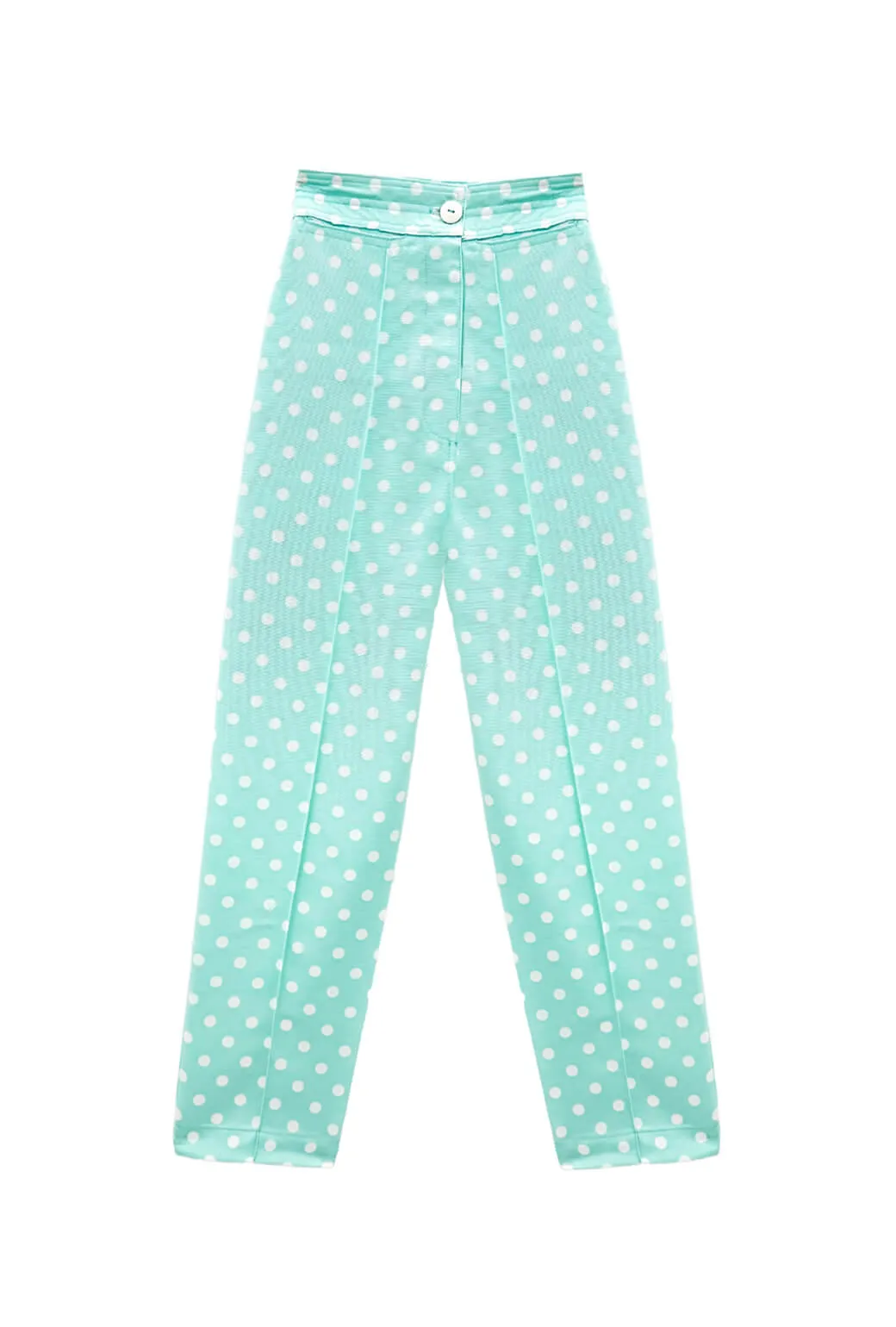 Twill Weave Texture NonSlipInnerGrip Run for the Roses Cropped Cigar Pant - Aqua Dot