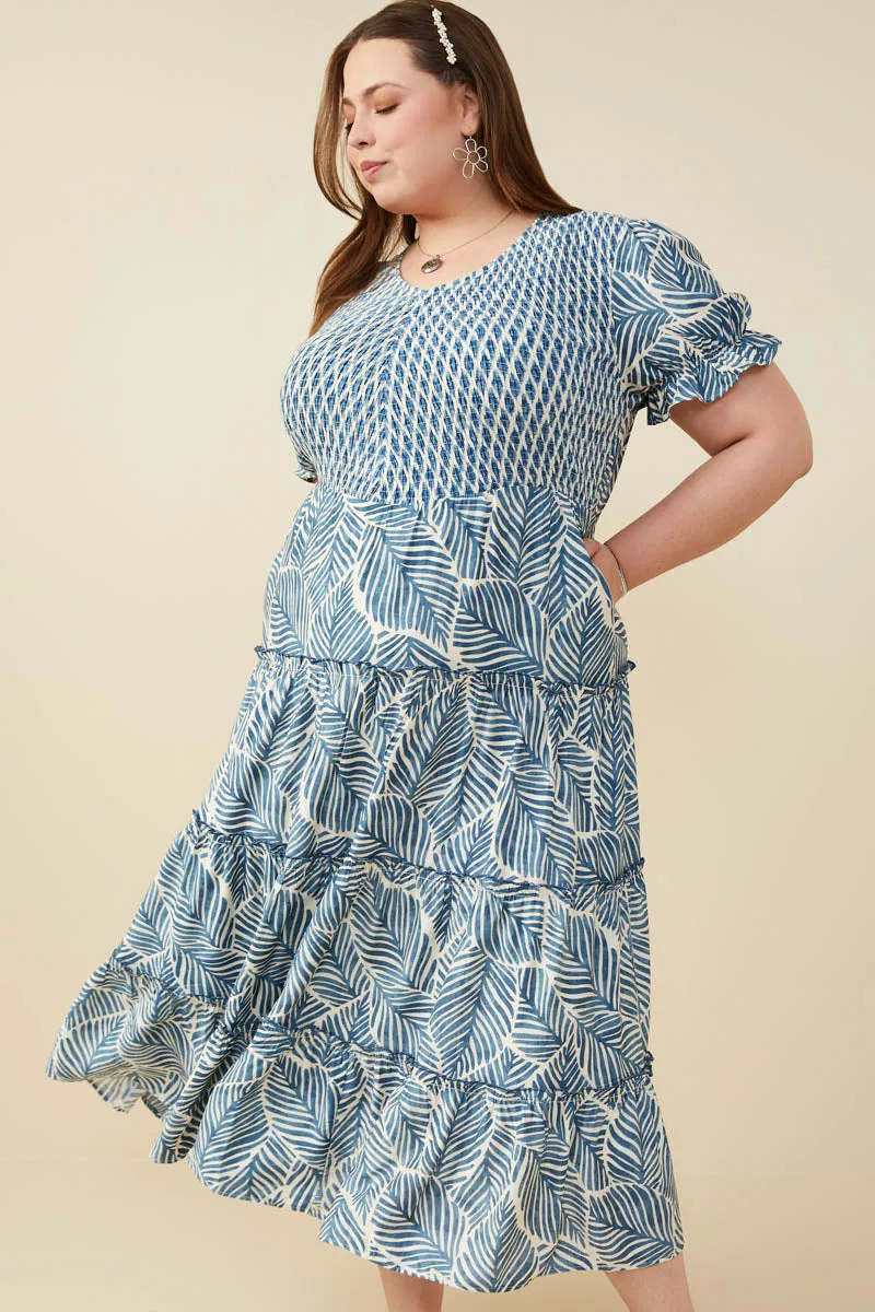 Print Block Botanical Smocked V Neck Dress Style Upgrade Balanced Lines