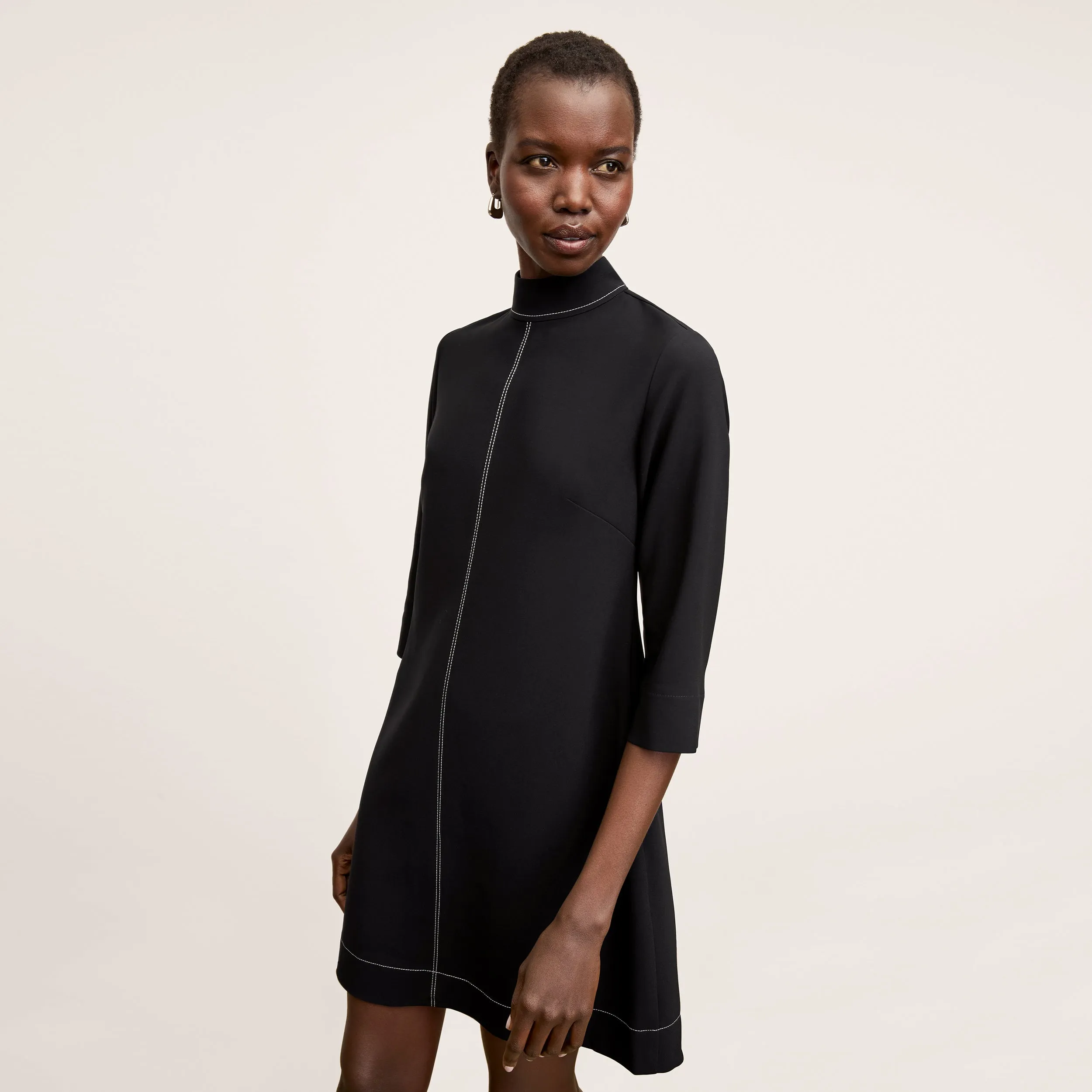 Trendy Performance Kinsley Dress - Everyday Crepe :: Black Casual Jacket QuickDry Texture