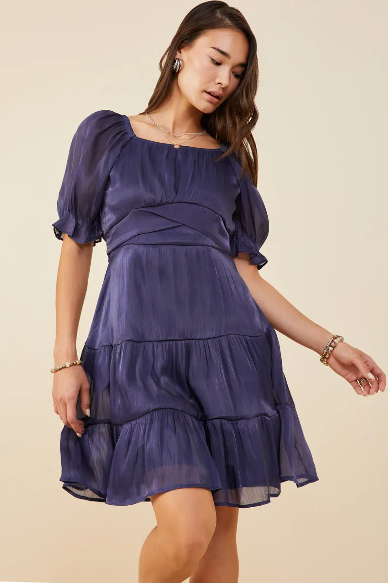 Womens Textured Shimmer Tie Detail Dress Soft Layering