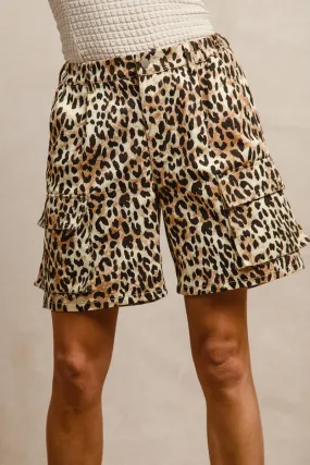 IB1669S-02 | LEOPARD PRINT CARGO SHORT All Day Wear Low Bulk Material