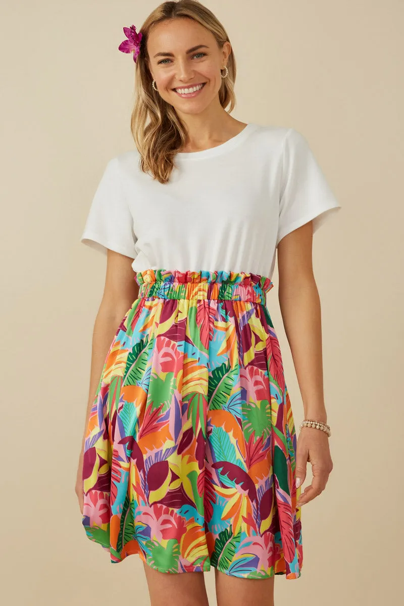 UVProtectiveLayer Minimal Motion Tropical Satin Chiffon Mixed Media Dress