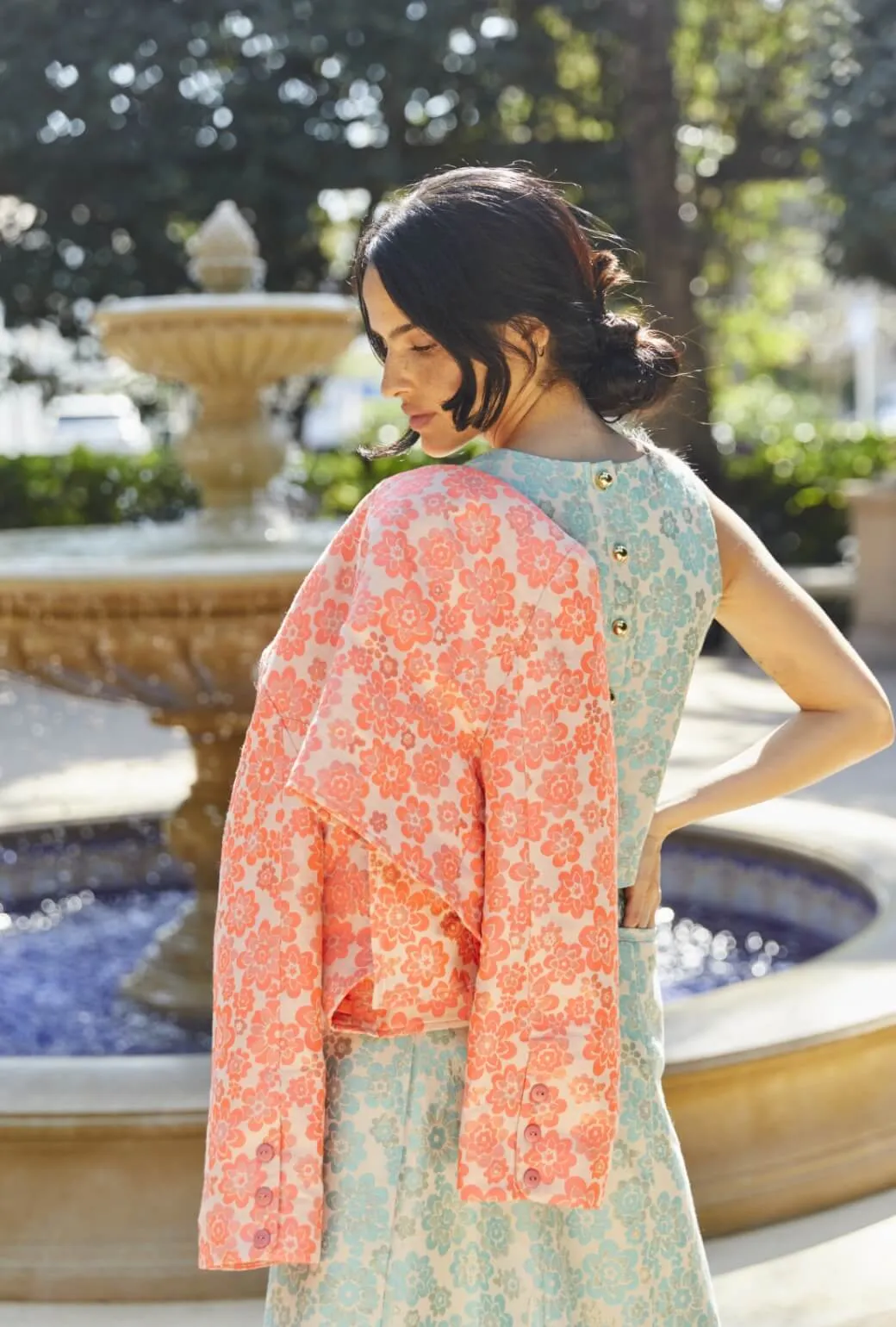 Bolero Blazer - Coral Brightline Comfortable Cut FrenchTerry