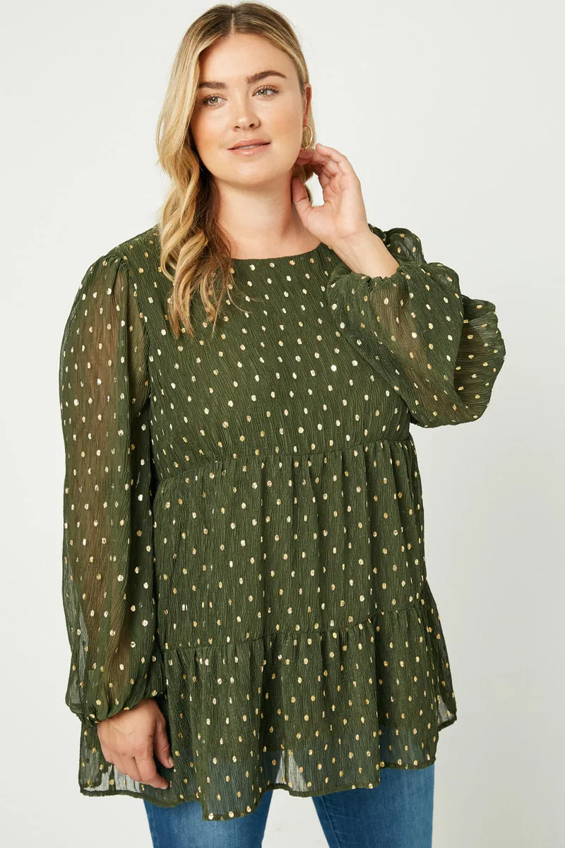 ReinforcedStitching Metallic Dot Tiered Tunic