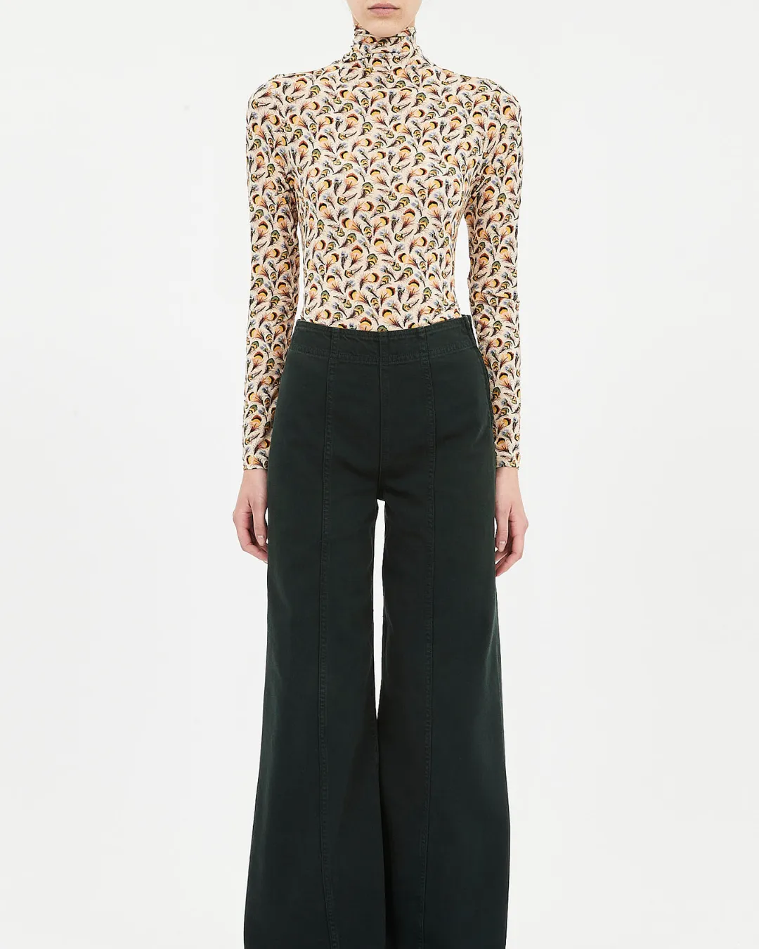 Moisture Management Fabric Compact Weave Fabric ULLA JOHNSON AURELIA JERSEY LONG SLEEVE TURTLENECK TOP