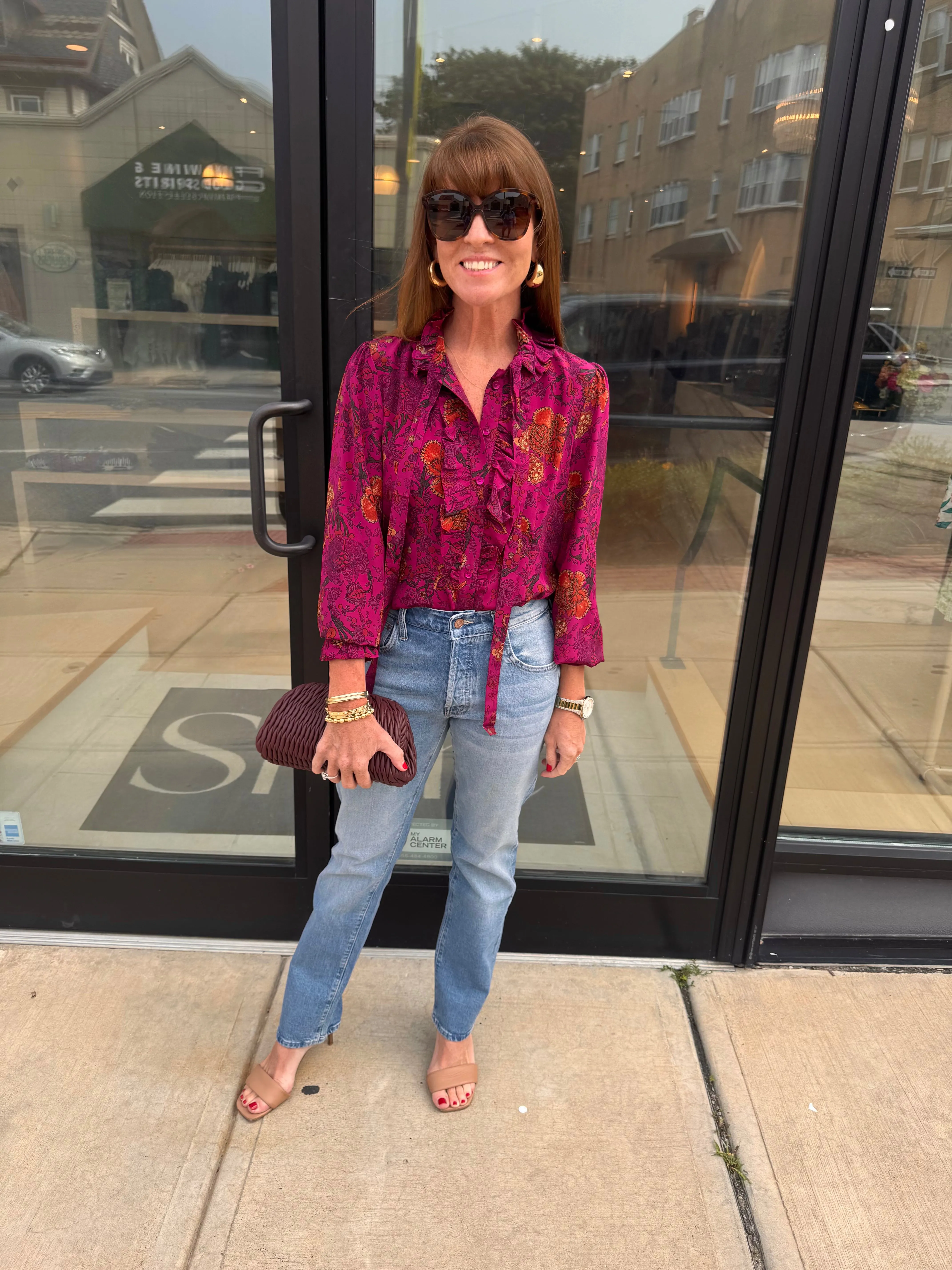 Non Irritating Seam Finish EcoFriendly Material ULLA JOHNSON CATROUX SILK LONG SLEEVE BUTTON FRONT BLOUSE