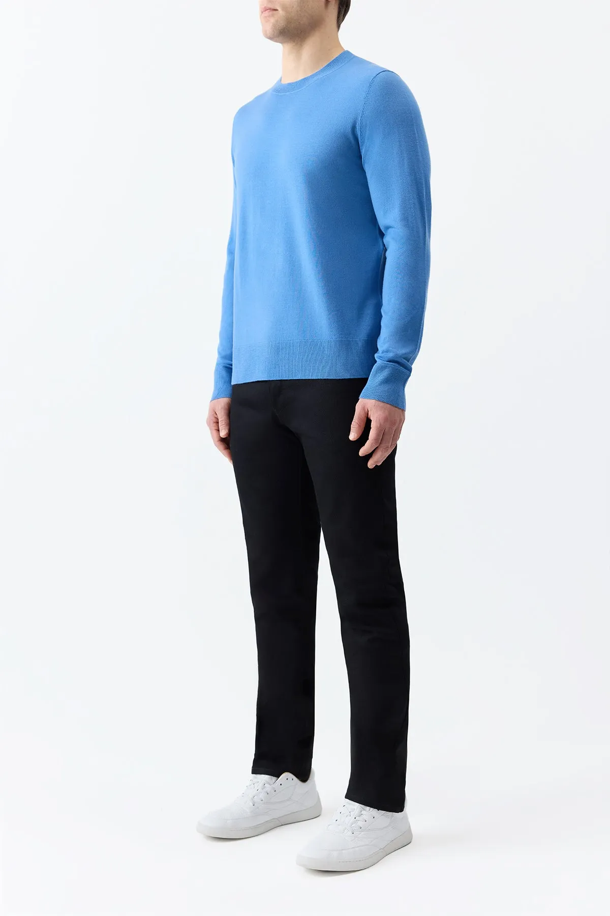 Thermal Insulation Palco Knit Crewneck in Sky Merino Wool