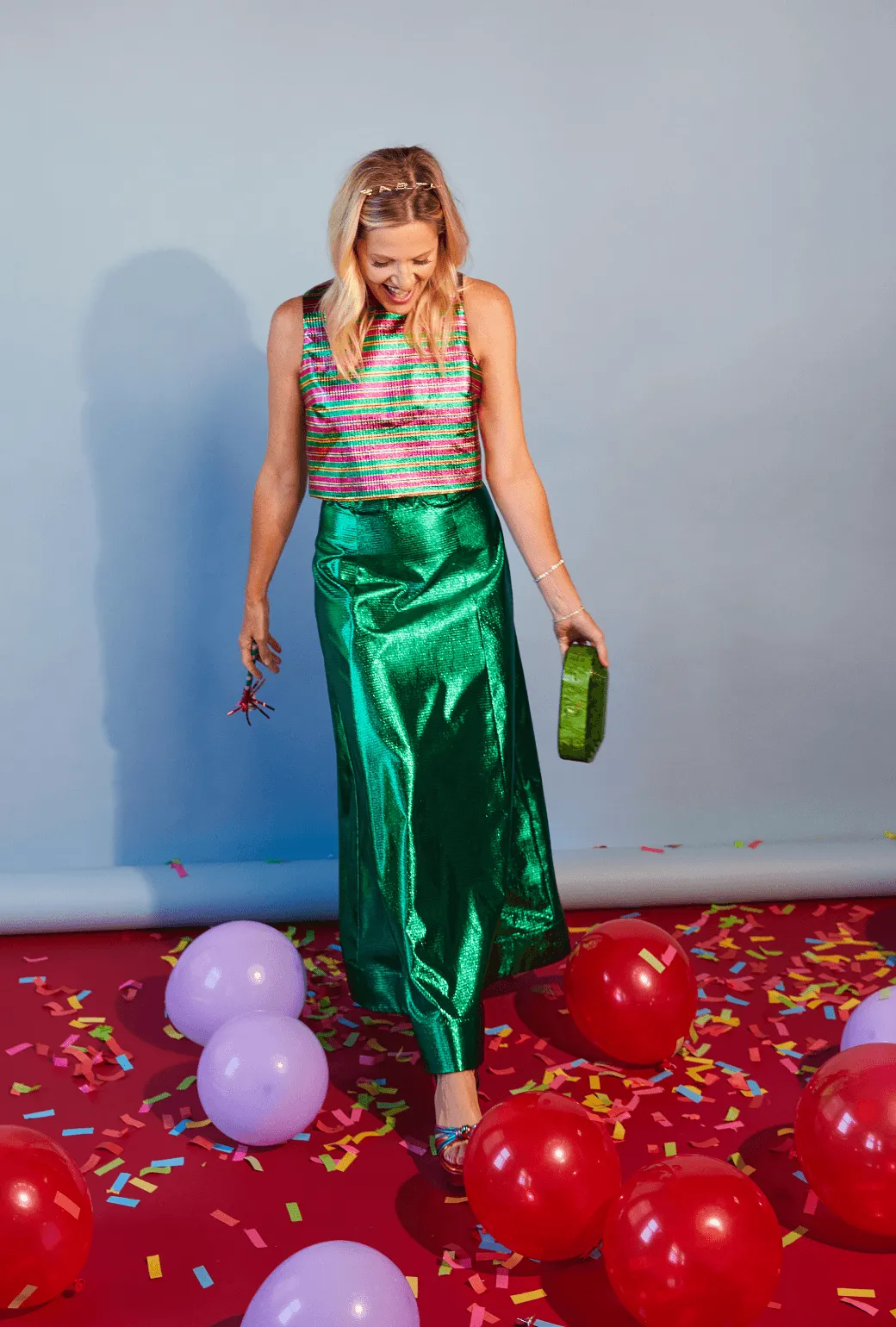 SAMPLE - Birthday Guest Skirt - Green Lame Tear Resistant Design