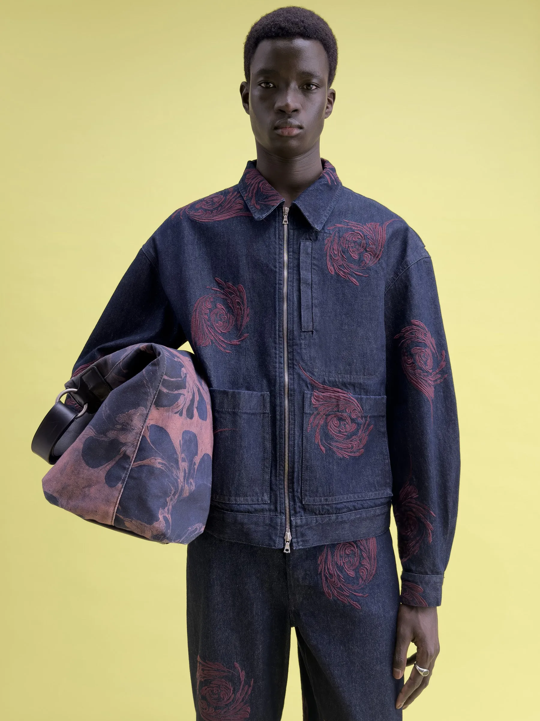 Embroidered denim jacket NonIrritatingEdges Bamboo Fiber Fabric