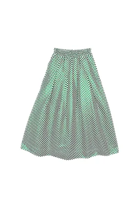 Maxi Party Skirt - Emerald Checkerboard Shimmer AdjustableWaistband EcoFriendlyMaterials