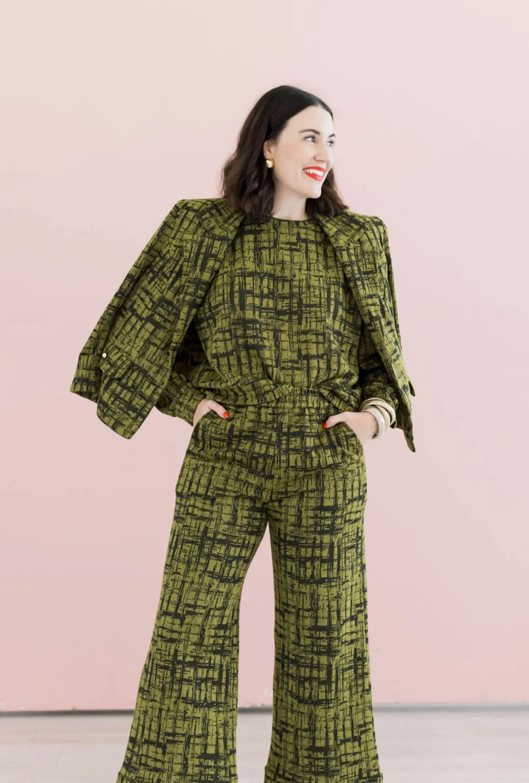 BURU x Val Knit Blazer - Chartreuse & Black Abstract Knit Softened Edges Friction Resistant Shoulder