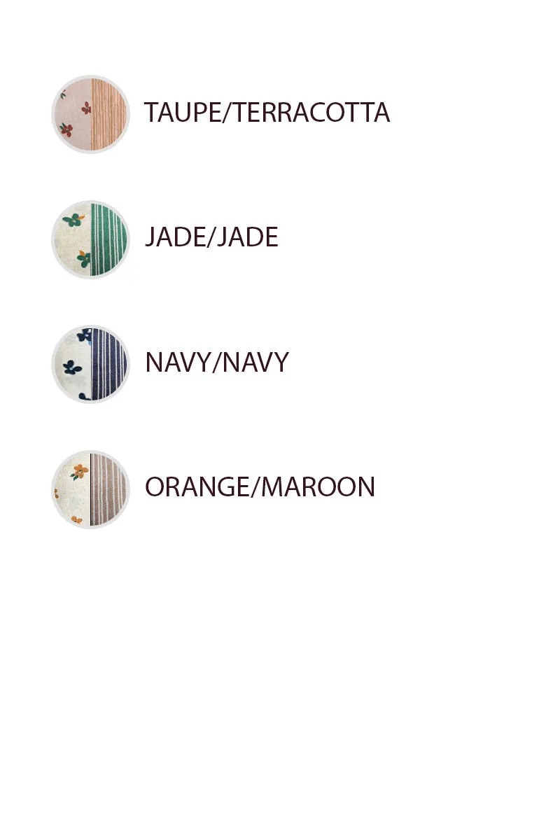 IT1770G-04 | FLORAL PRINT AND STRIPES MIX AND MATCH SHIRT TOP Side slits Cozy Fit