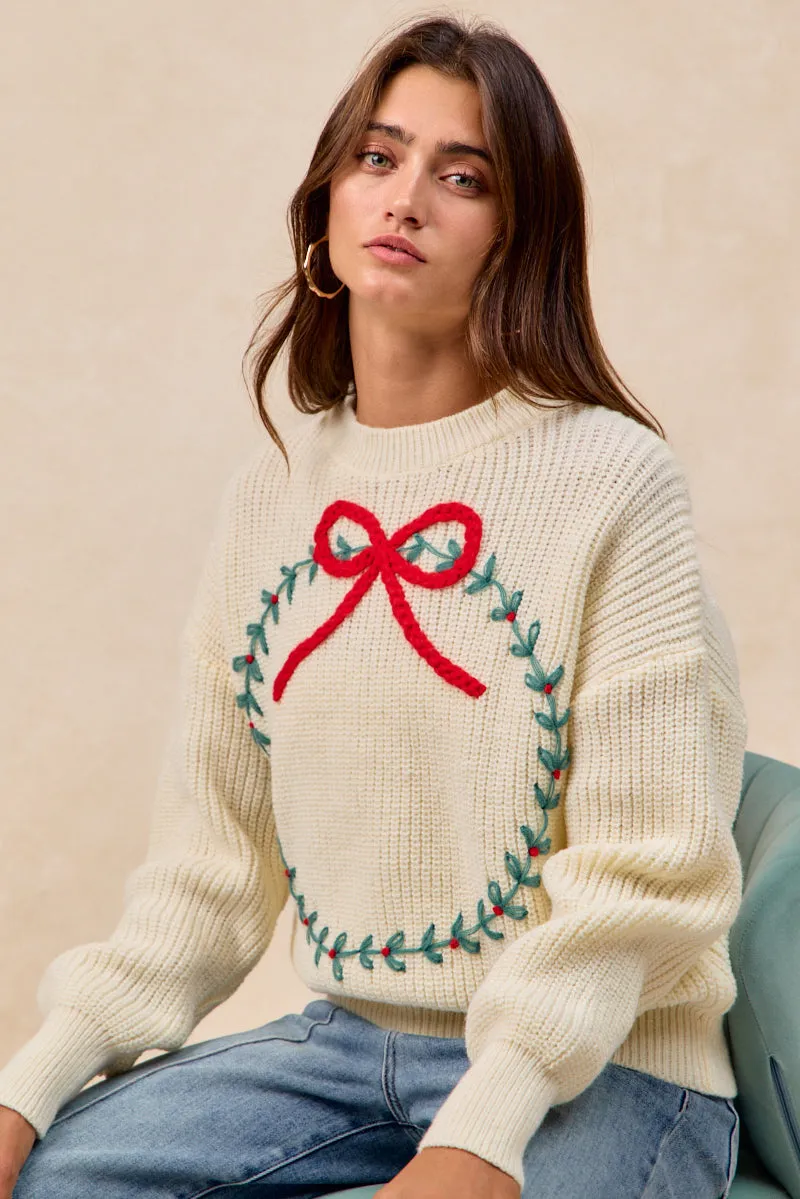 NonChafe Lining IP8254S-12 | CHRISTMAS WREATH HACCI KNIT TOP