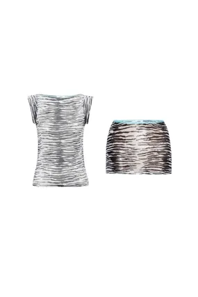 LUCIA TOP   ELEKTRA SKIRT - ZEBRA Cozy Sweatshirt