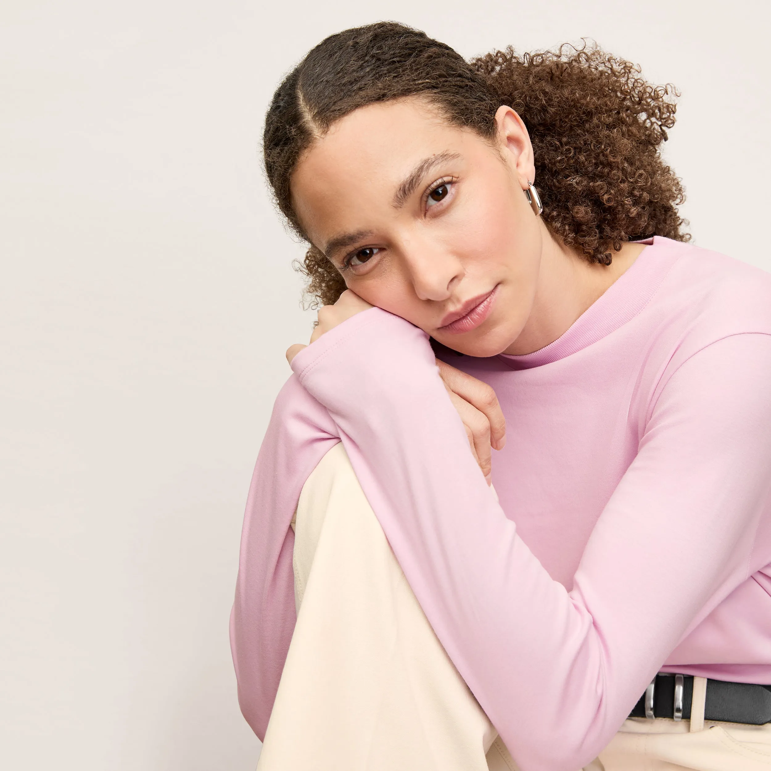 Midweight Texture ButtonFront Raquel Long-Sleeve Tee - Organic Pima Cotton :: Hyacinth