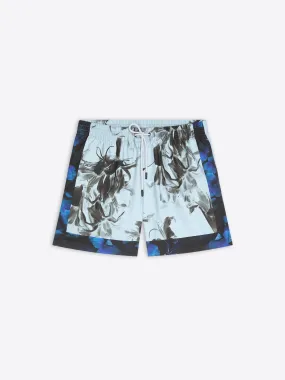 Printed swim shorts Flat Lock Stitching Side-Tie