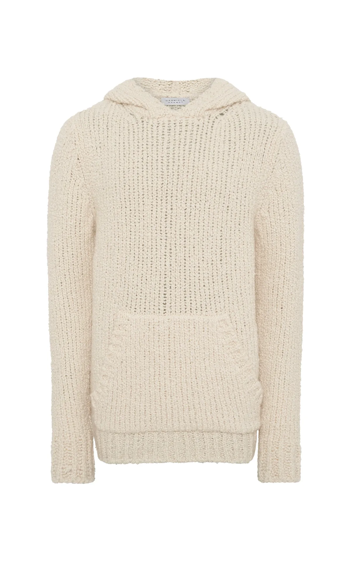 Aditi Knit Hoodie in Ivory Cashmere Boucle Street Trend Subtle Fit