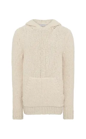 Aditi Knit Hoodie in Ivory Cashmere Boucle Street Trend Subtle Fit