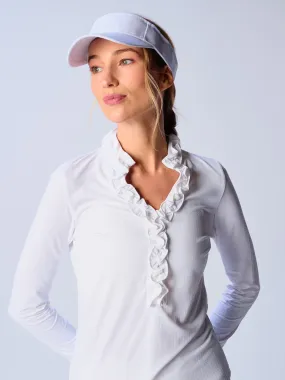 UPF 50  Ruffle V Neck Top In New Colors GarmentWashed Texture