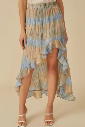 windproof Soft Brushed Lining Crinkle Textured Asymmetric High Low Skirt