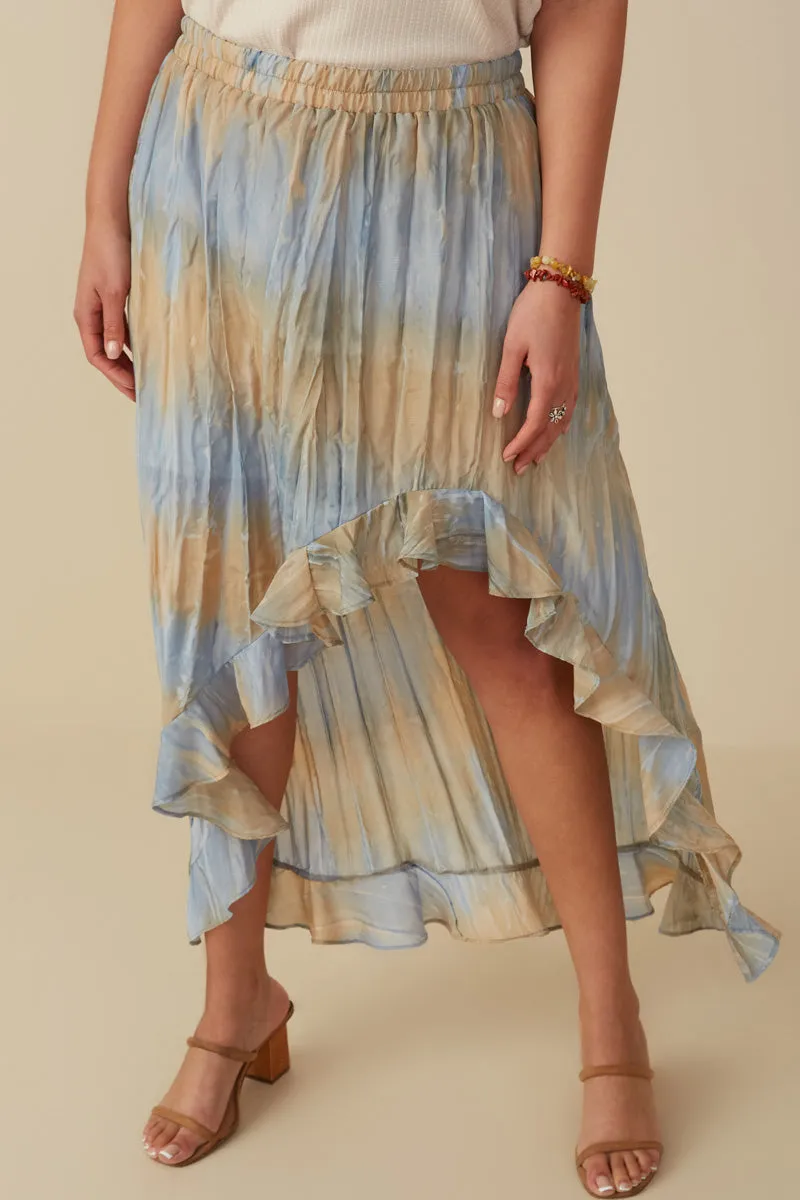 Slim Silhouette Hip Friendly Pockets Crinkle Textured Asymmetric High Low Skirt