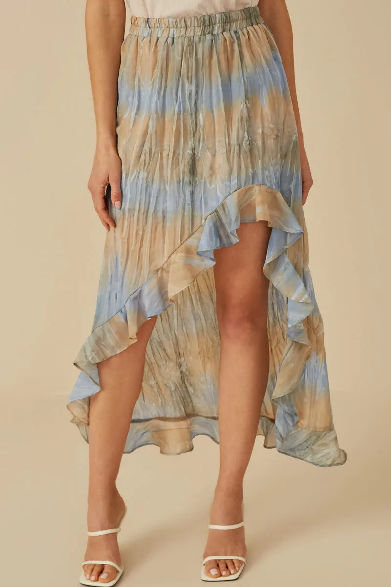 Crinkle Textured Asymmetric High Low Skirt Heat Control WaterproofTechnology