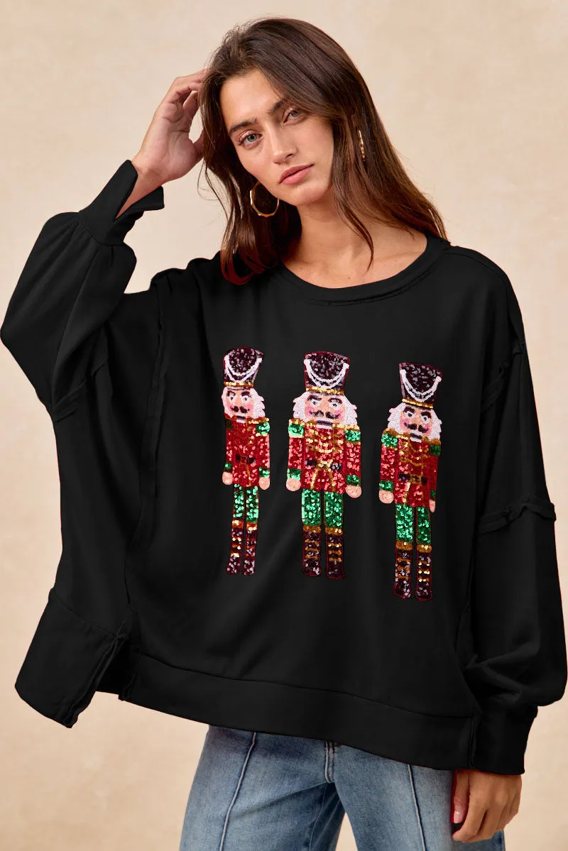 Reflective details Layer Comfort IT3426G-47 | CHRISTMAS SEQUIN NUTCRACKERS EMBROIDERY SWEATSHIRT