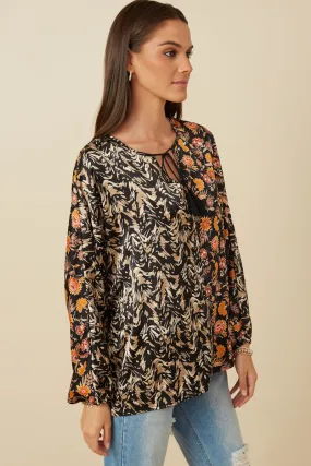 Mixed Print Block Tassel Detail Top Tencel Lyocell Fiber NonToxic Certification