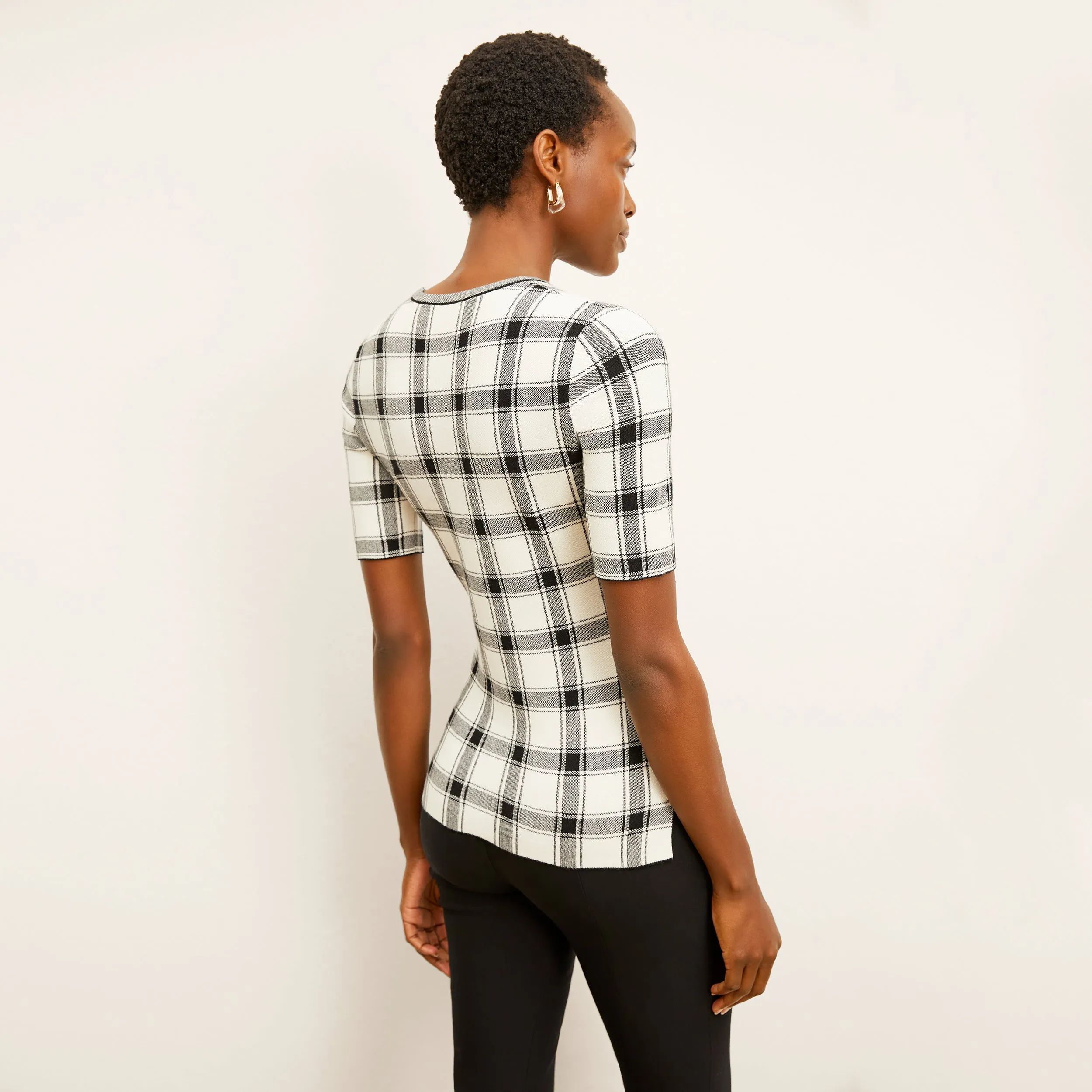 Choe Top - Eco 365Knit :: Bold Check LaserCutVents Reinforced Stitching