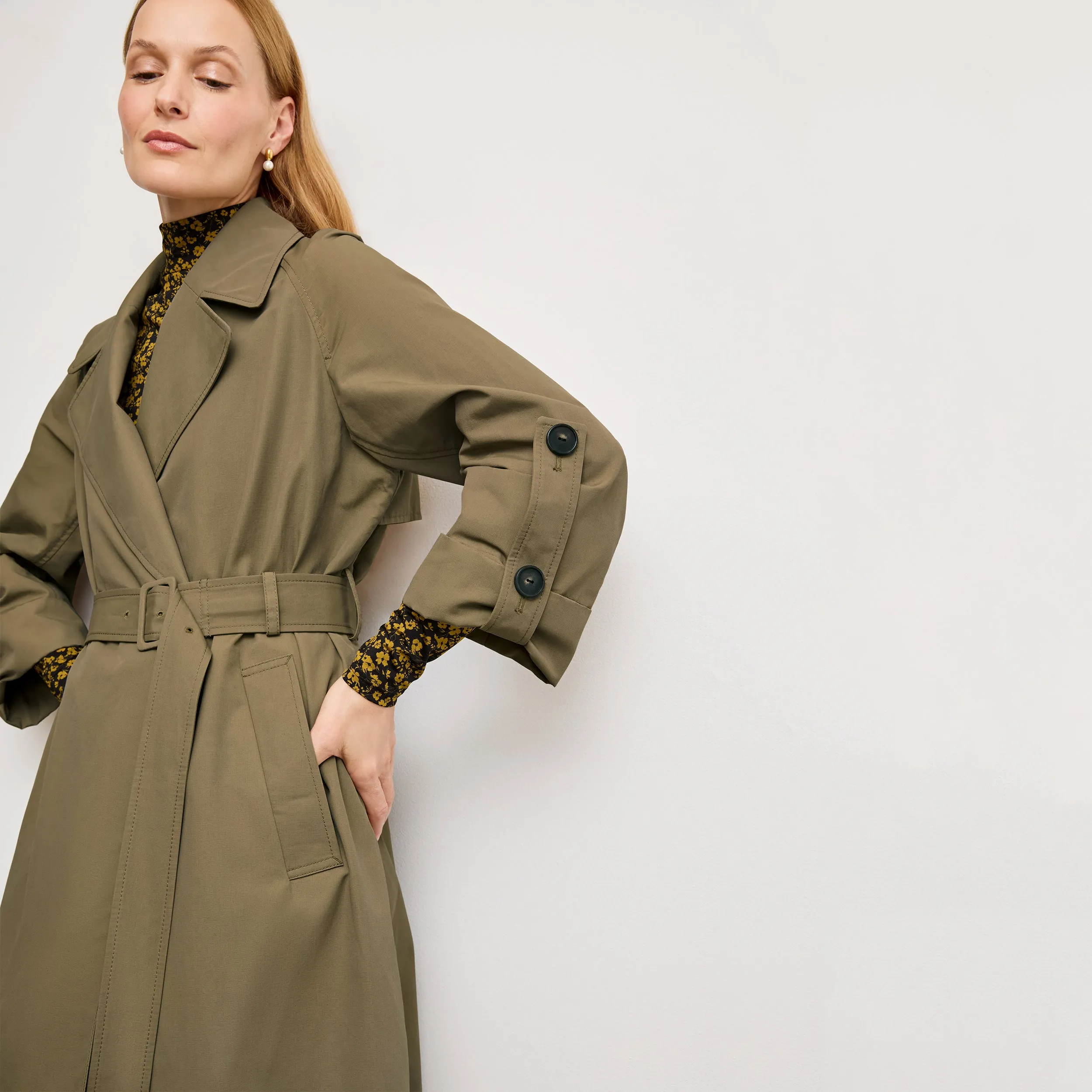 AntiPill Texture Curtis Statement Trench :: Bancha Green