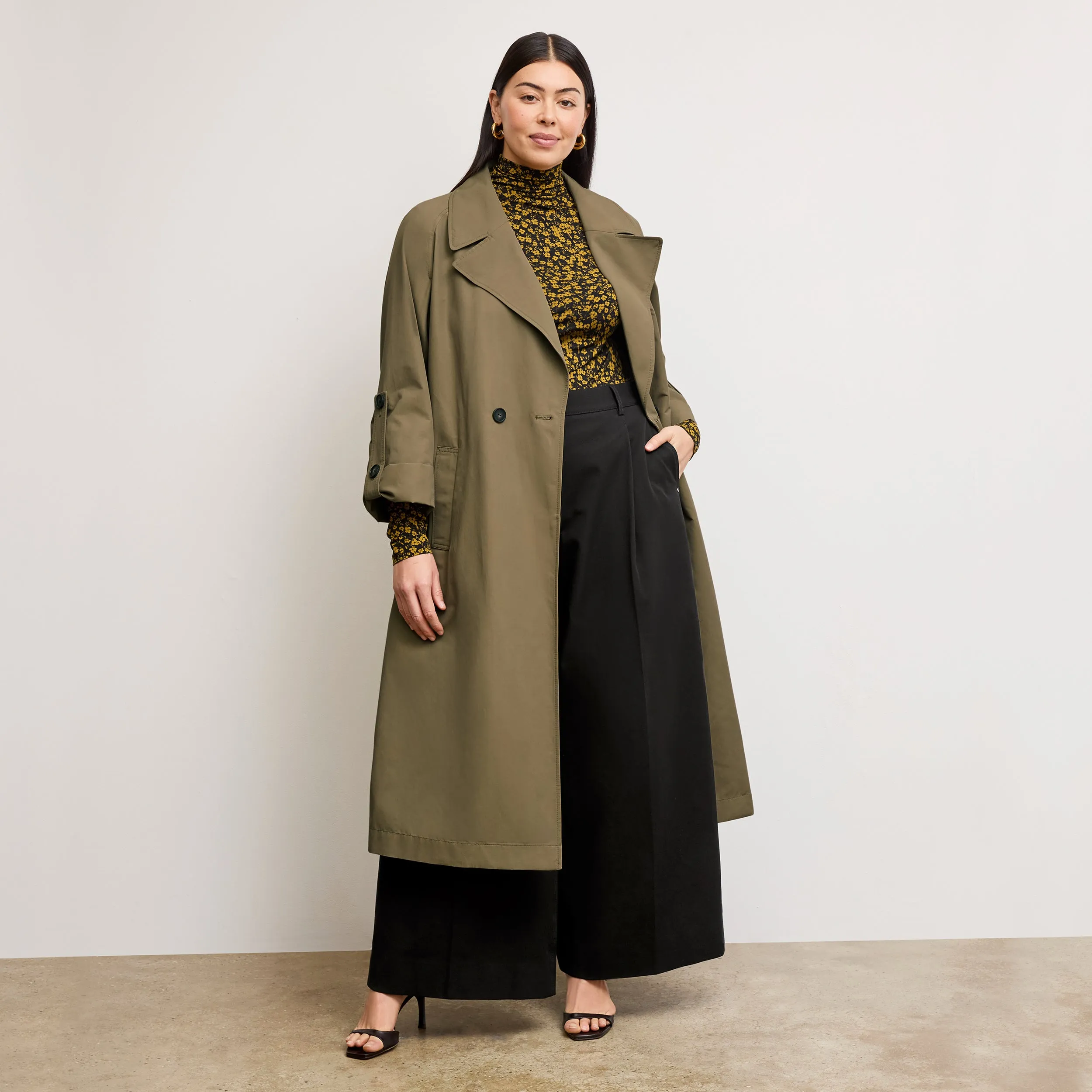 Curtis Statement Trench :: Bancha Green Non Iron Fabric Easy Fit