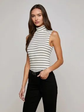 L'AGENCE ROSIE SLEEVELESS MOCK NECK TOP All Over Print Technique