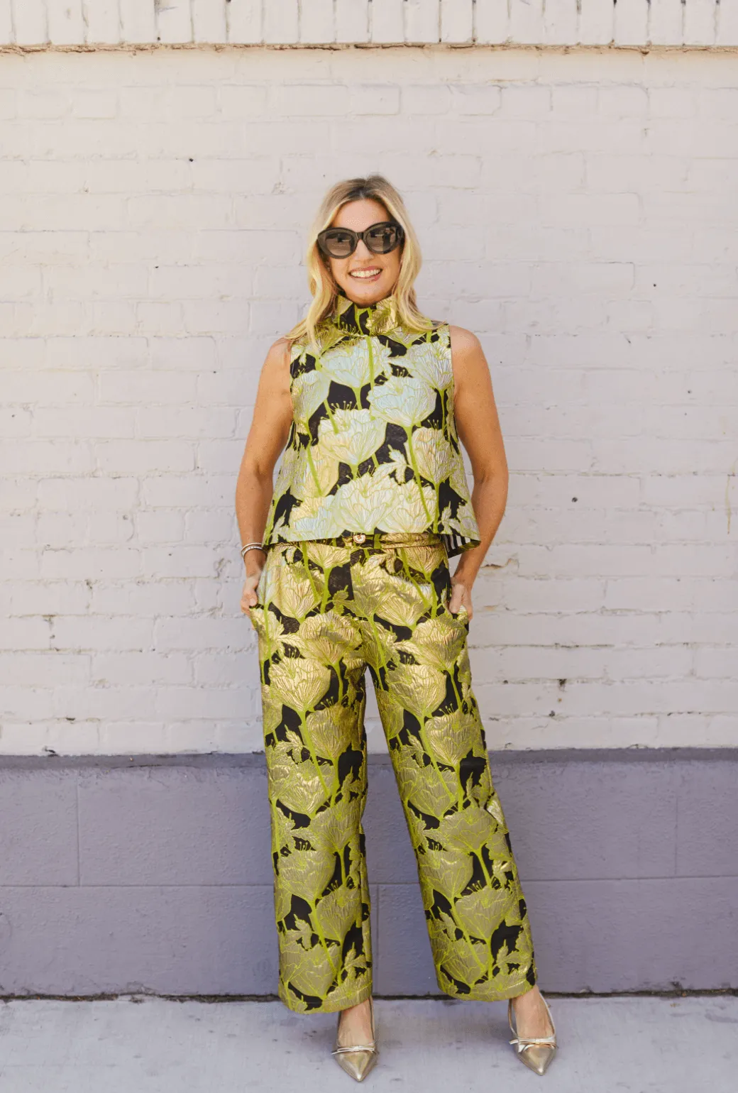 Le Culottes Full Length - Chartreuse and Black Brocade NonRestrictiveFit