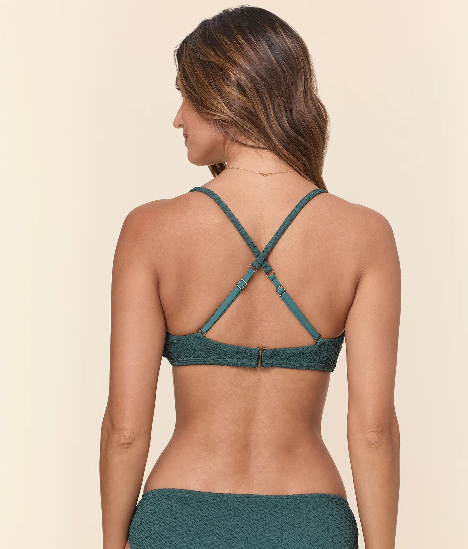 Honeymoon Essential Temperature Regulating Design Valencia Bikini Top - Textured Weave - Seaweed