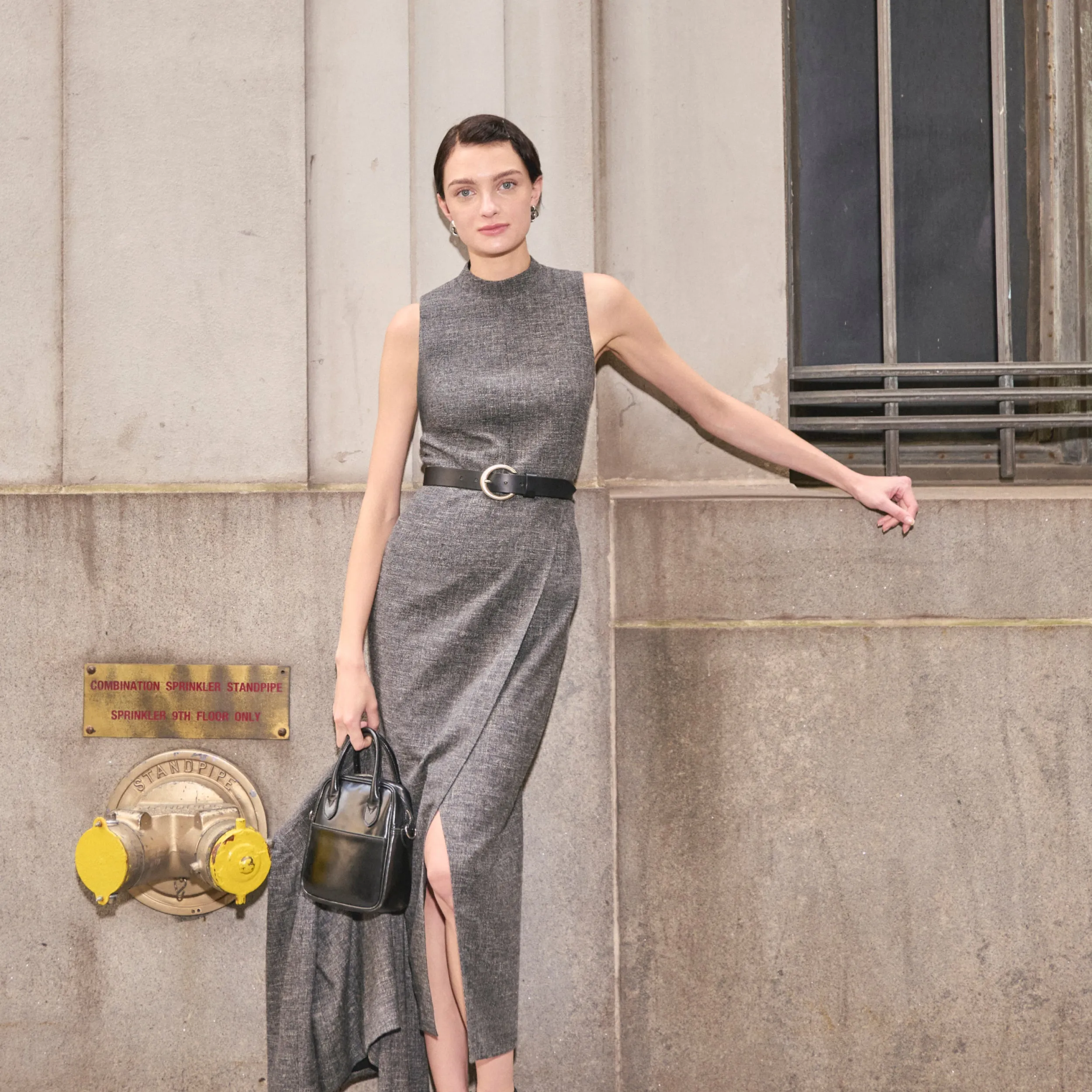 Valencia Dress - Crosshatch Suiting :: Black/White Loose cut