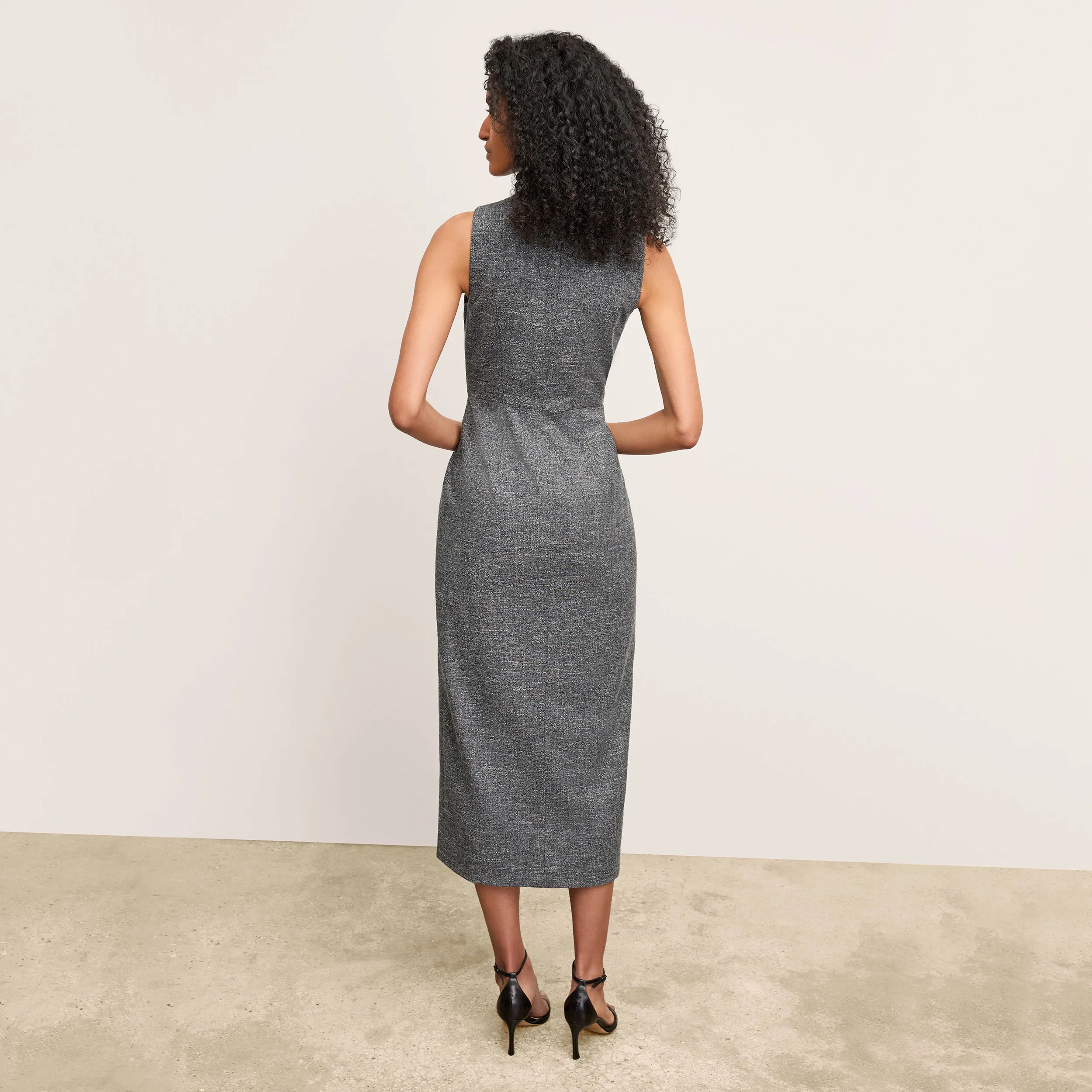 Valencia Dress - Crosshatch Suiting :: Black/White Durable Color Retention