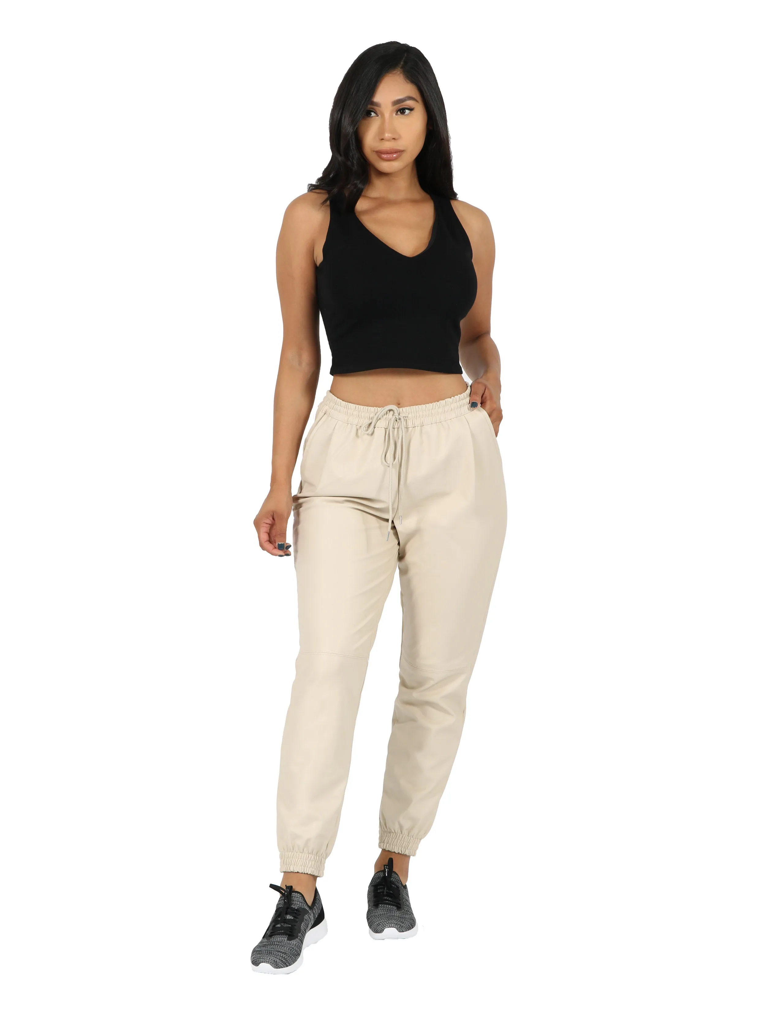 Vegan Leather Jogger Light Fabric Seamless construction