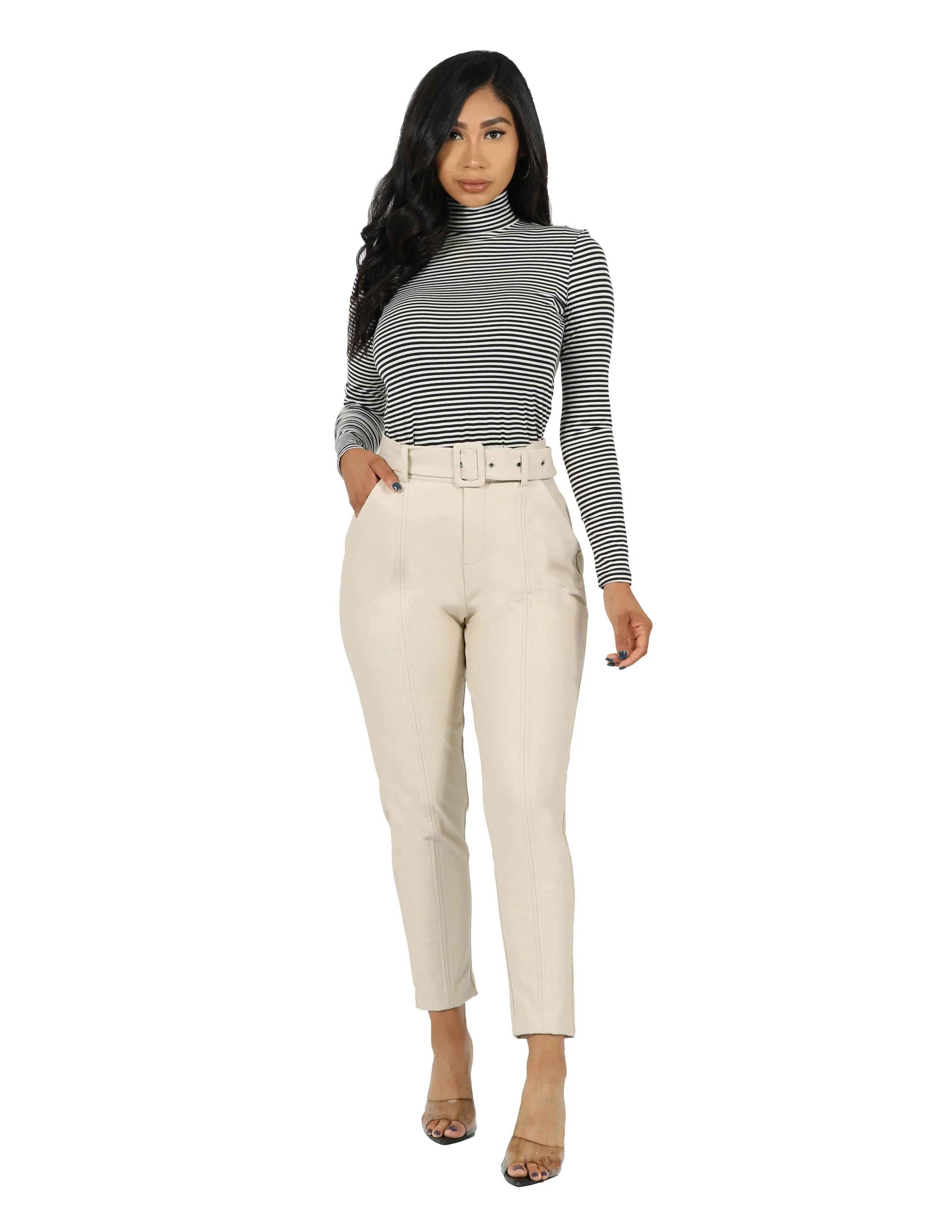 Vegan Pull On Self Belted Trouser Pant RegularFit BreathableMeshLining