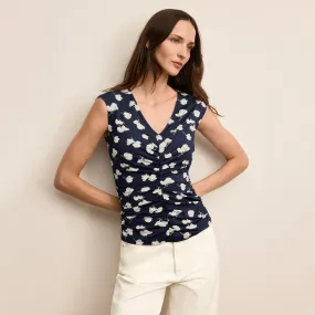 SoftTouchFinish Franka Ruched Top - Printed Jersey :: Petal Print